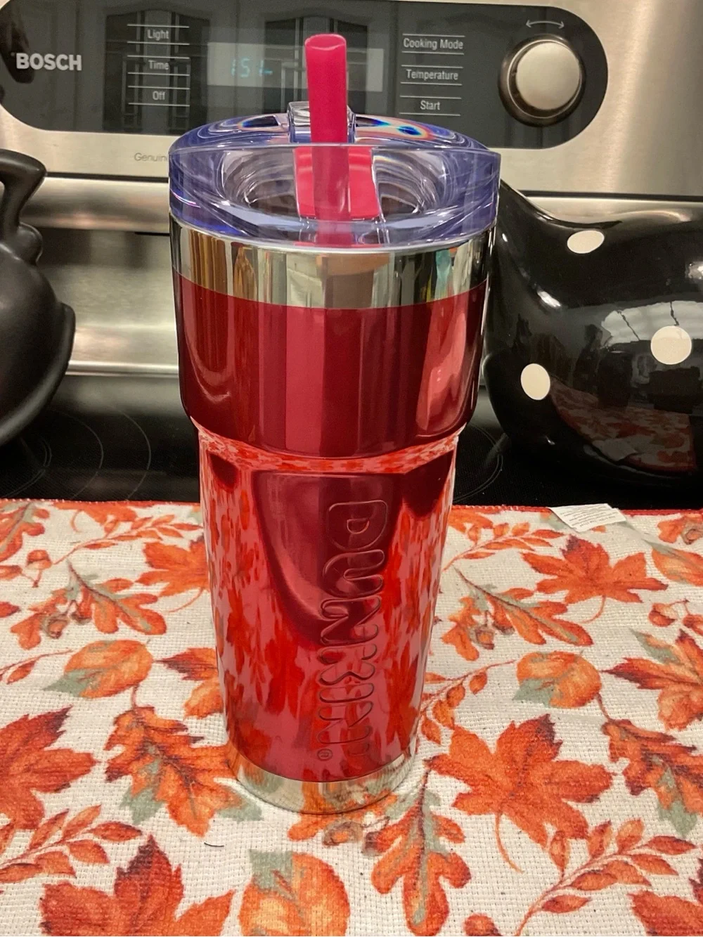 Magenta Insulated Travel Tumbler with Straw